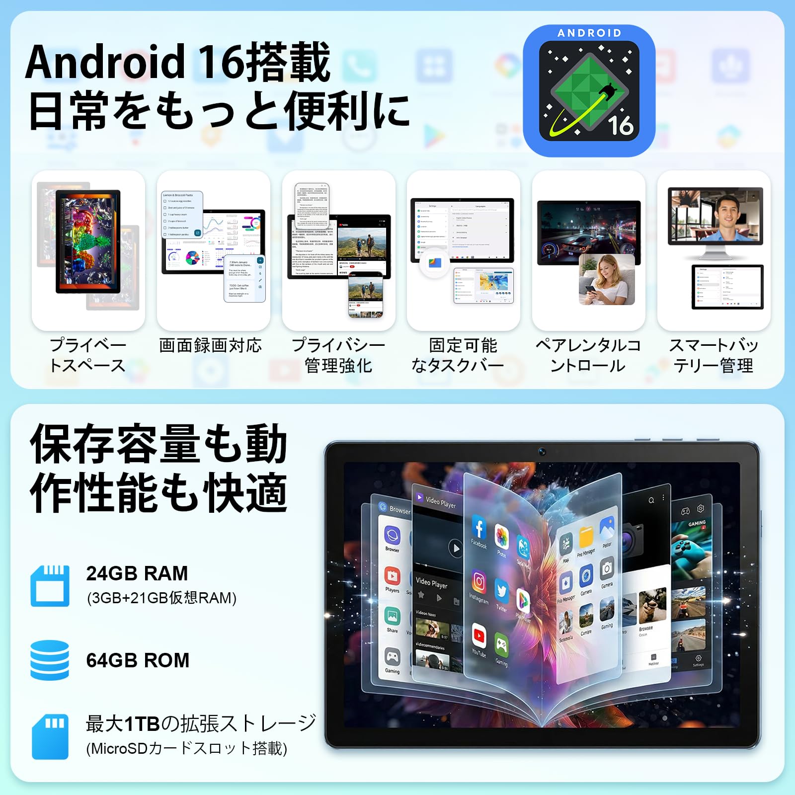 Amazon.co.jp: タブレット - HiGrace Android16 タブレット 10インチ